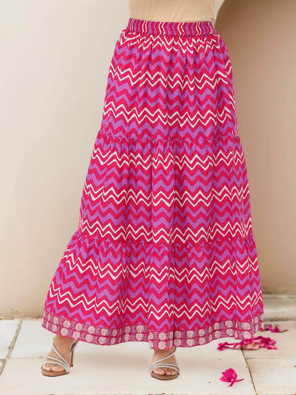 Dhiyona IS Women's Ethnic Motifs Printed Thread Work Pure Cotton Straight Kurta With Skirt
