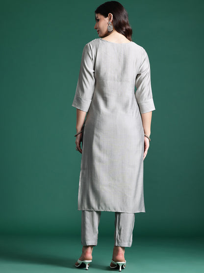 Ethnic Motifs Embroidered Thread Work Kurta with Trousers