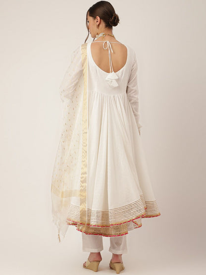 Dhiyona KL Gotta Patti Detailed Pure Cotton Anarkali Kurta & Trouser With Dupatta