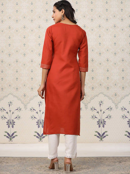 Dhiyona OD  Ethnic Motifs Embroidered Straight Kurta