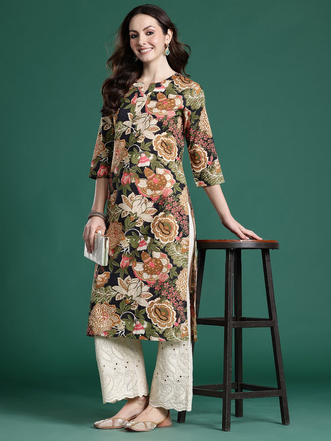 Dhiyona IE Floral Printed Pure Cotton Kurta