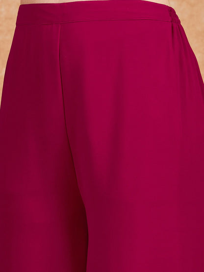 Dhiyona SN Pink Ethnic Motifs Embroidered Sequined Straight Kurta & Palazzo With Dupatta Set