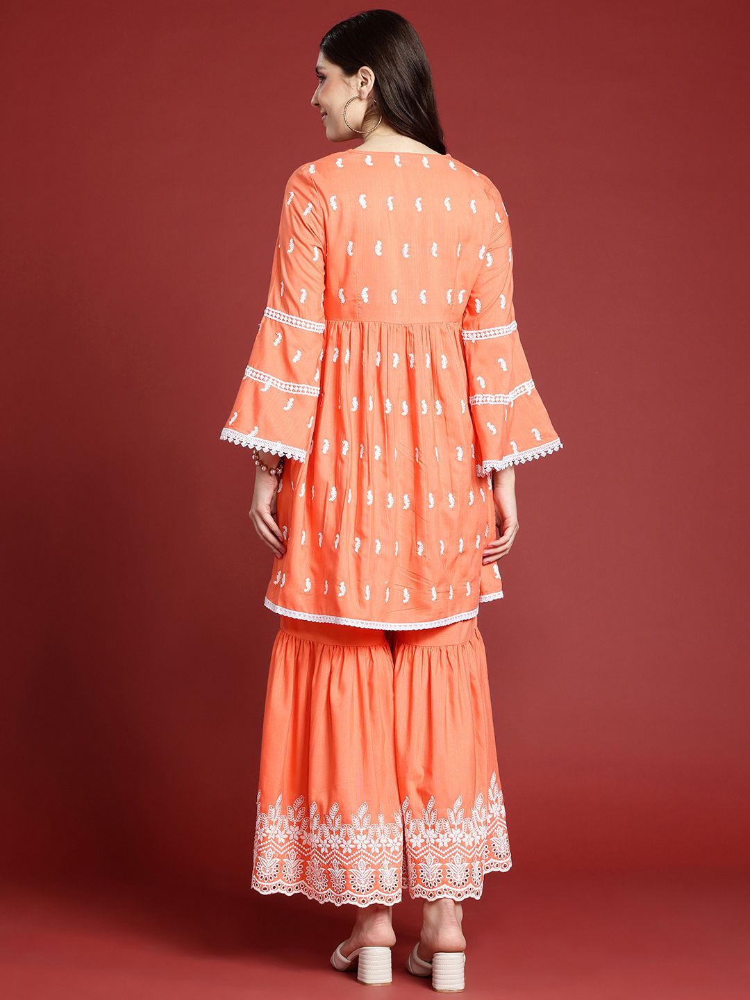 Dhiyona AN Ethnic Motifs Embroidered Kurti with Sharara