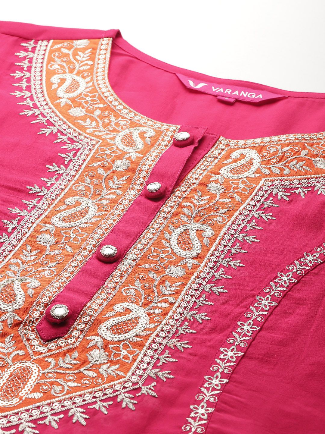 Dhiyona VA Ethnic Motifs Embroidered Zari Panelled Kurta With Palazzos & Dupatta