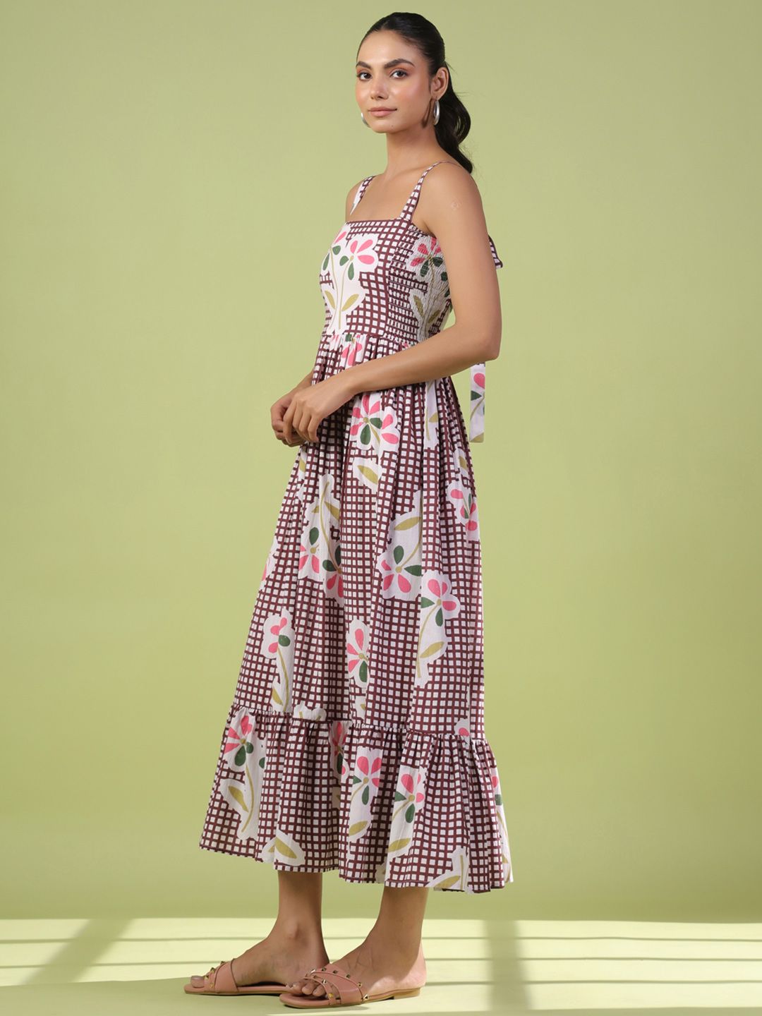 Dhiyona AY Women's Printed Fit & Flared Cotton Maxi Ethnic Dress
