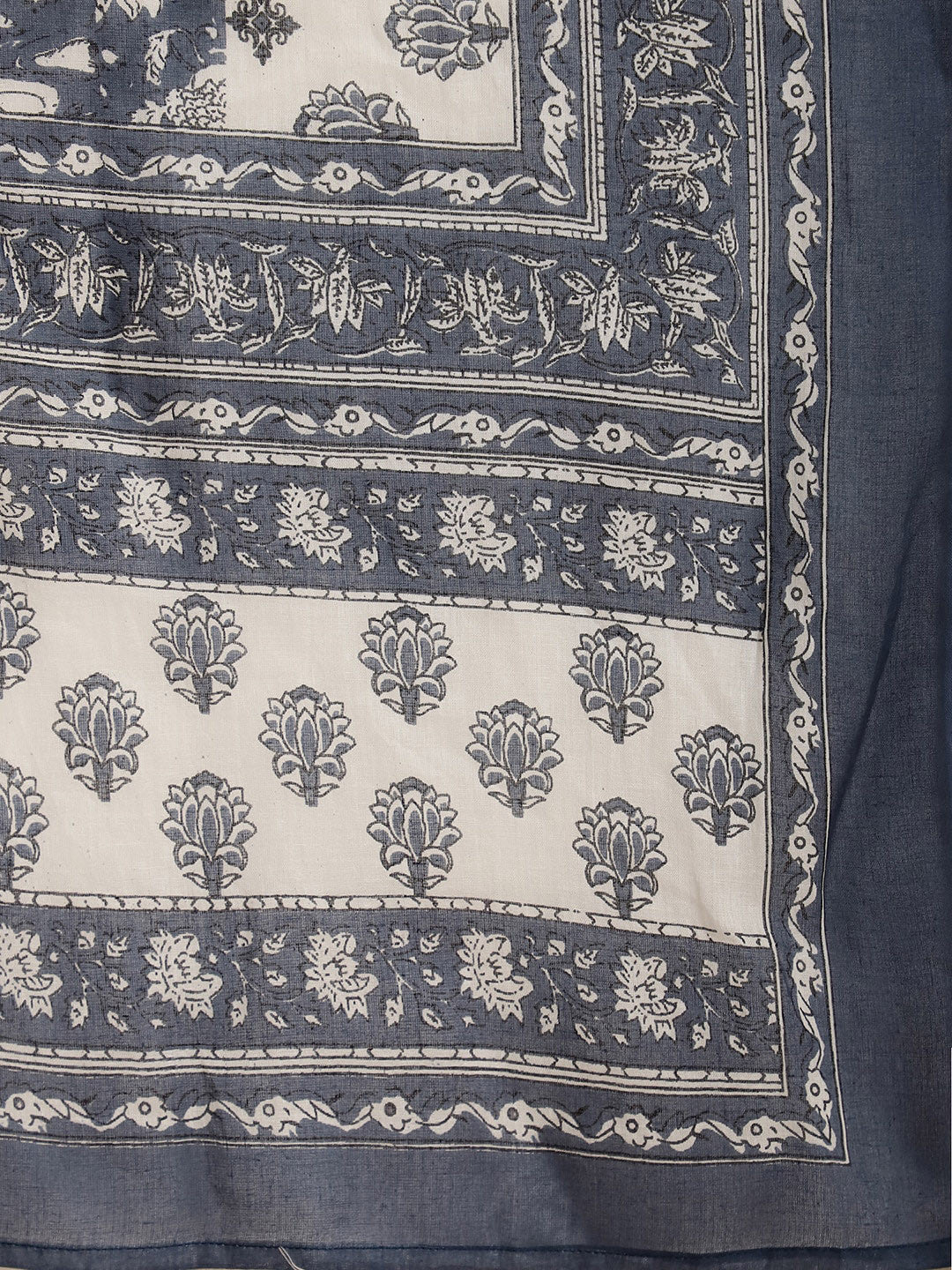 Floral Printed Pure Cotton Anarkali Kurta With Trousers & Dupatta
