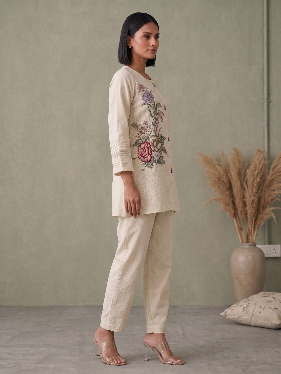 Gaur Tyran Embroidery Embroidery Cotton Co-Ord Set