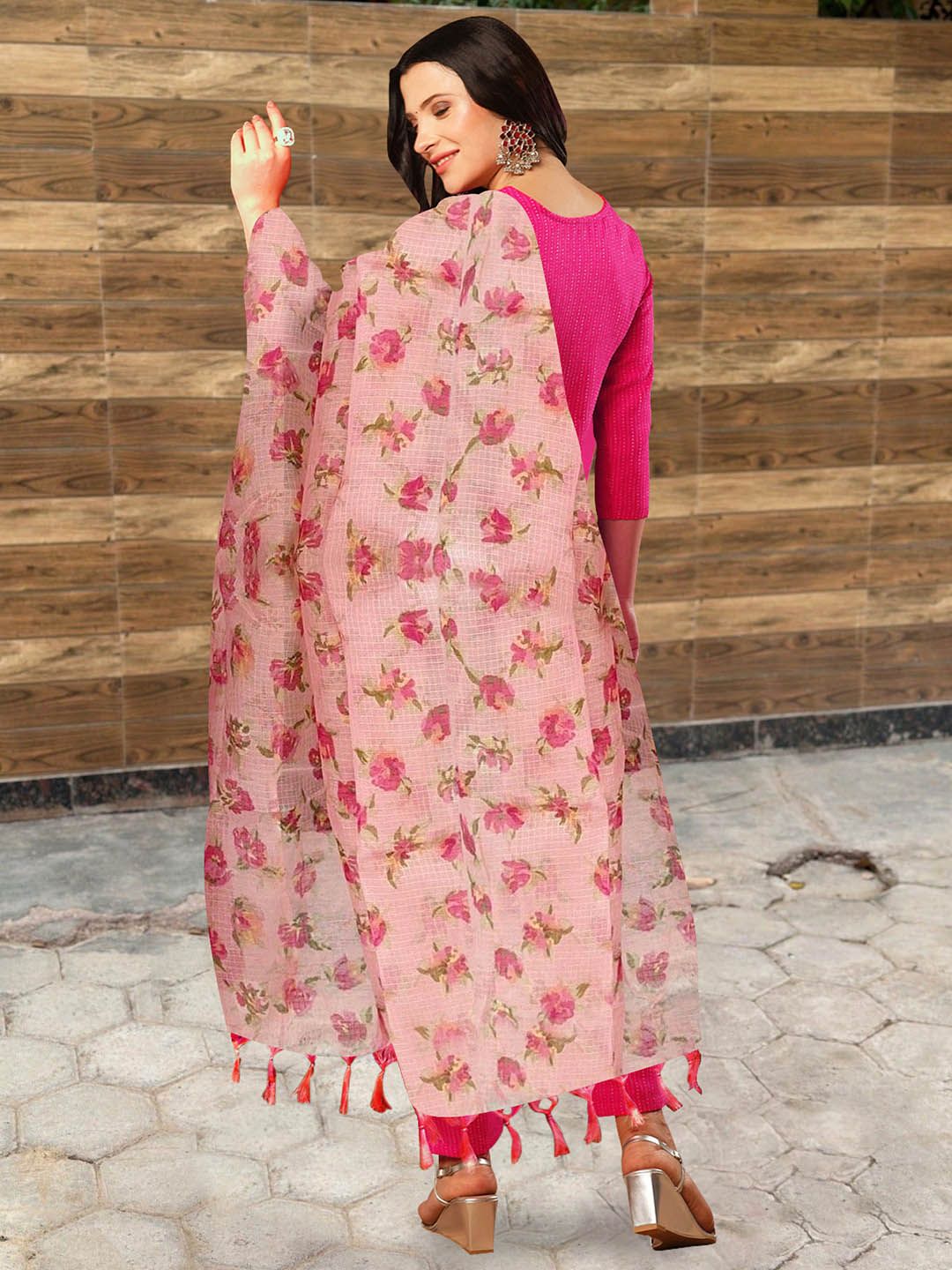 Dhiyona KL Striped Kurta with Trousers & Dupatta