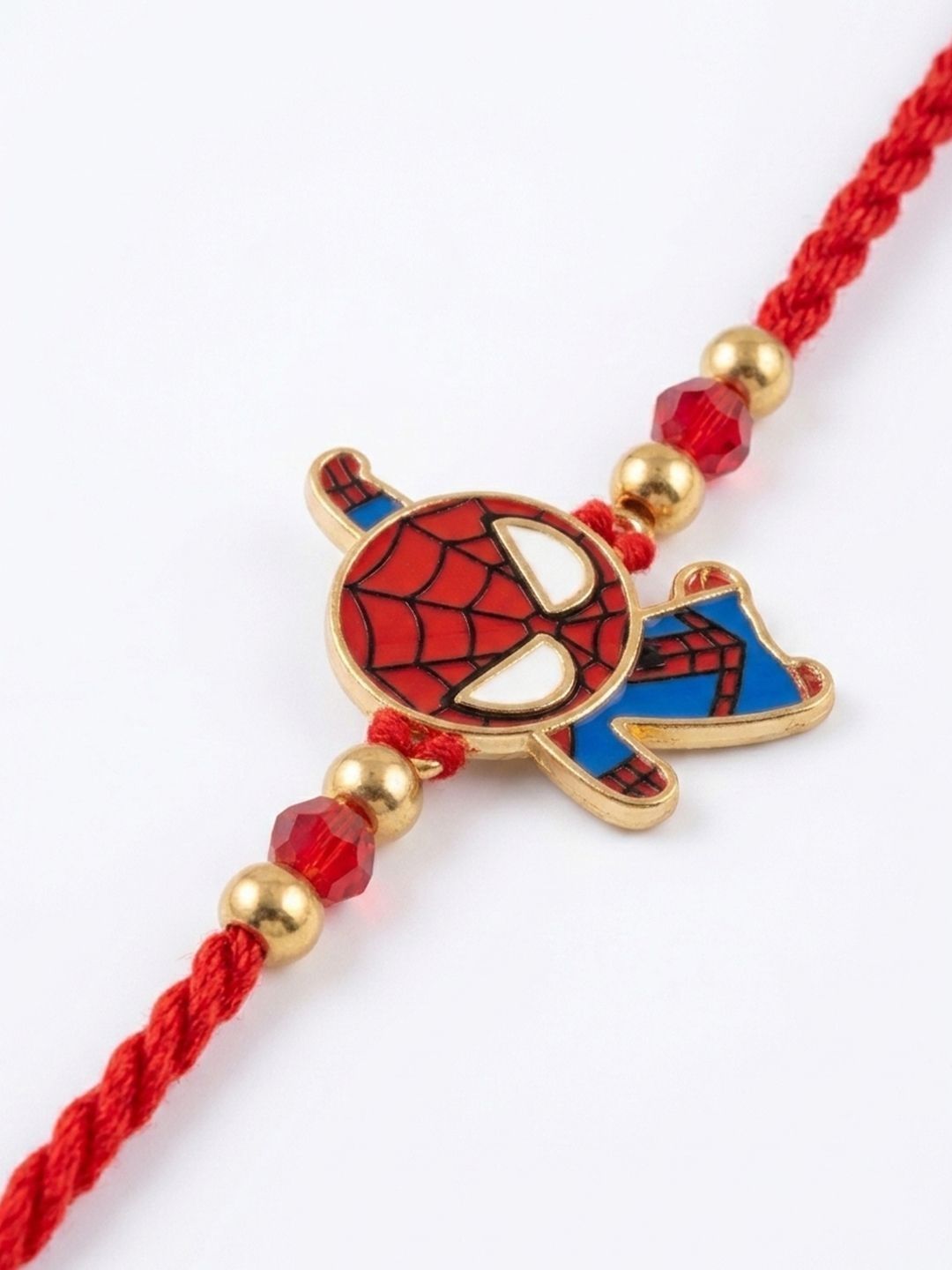 Dhiyona Kids Spider Man Character Artificial Beads Thread Rakhi With Roli Chawal Chandan