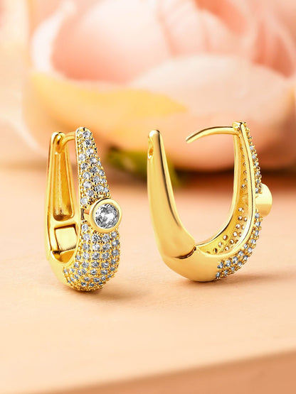 Dhiyona RJ Women's 18K Gold-Plated Cubic Zirconia Studded Statement Mini Hoop Earrings