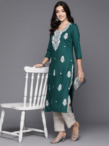 Dhiyona IE Floral Embroidered Thread Work Kurta