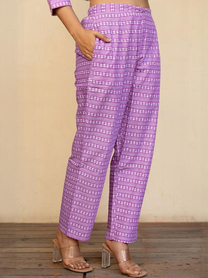 Dhiyona KL Women Purple Pure Cotton Kurta Sets