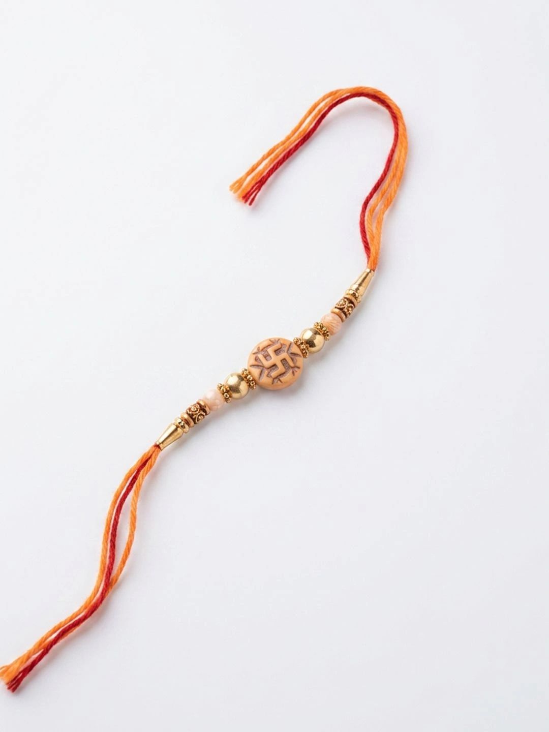 Dhiyona Set Of 10 Artificial Stones & Beads Thread Rakhi With Roli Chawal Chandan Mishri