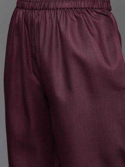 Violet Violet Solid Sleeveless Kurta With Trousers & Bandhani Printed Dupatta