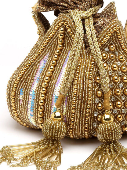 Dhiyona NR Embellished Tasselled Potli Clutch
