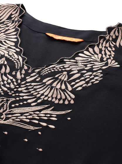 Dhiyona IE Solid Kurta with Trousers with Embroidered Detail