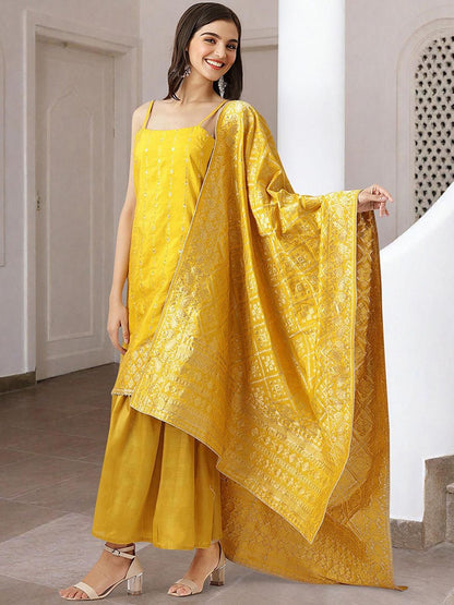 Dhiyona IS Women's Women Ethnic Motifs Printed Regular Kurta with Trousers & With Dupatta