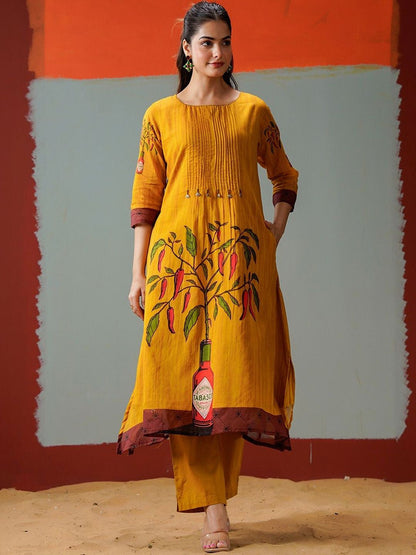 Printed Round Neck Kurta & Trousers