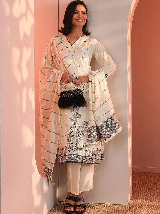 Women Ethnic Motifs Printed Regular Kurta with Trousers & With Dupatta