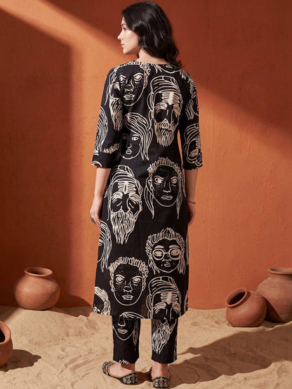 Women Printed Regular Pure Cotton Kurta with Trousers