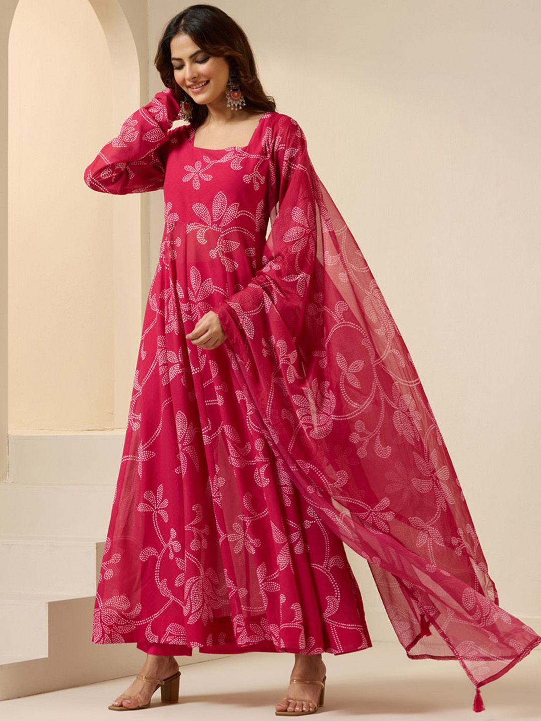 Dhiyona IS Women's Women Floral Printed Panelled Kurta with Trousers & With Dupatta