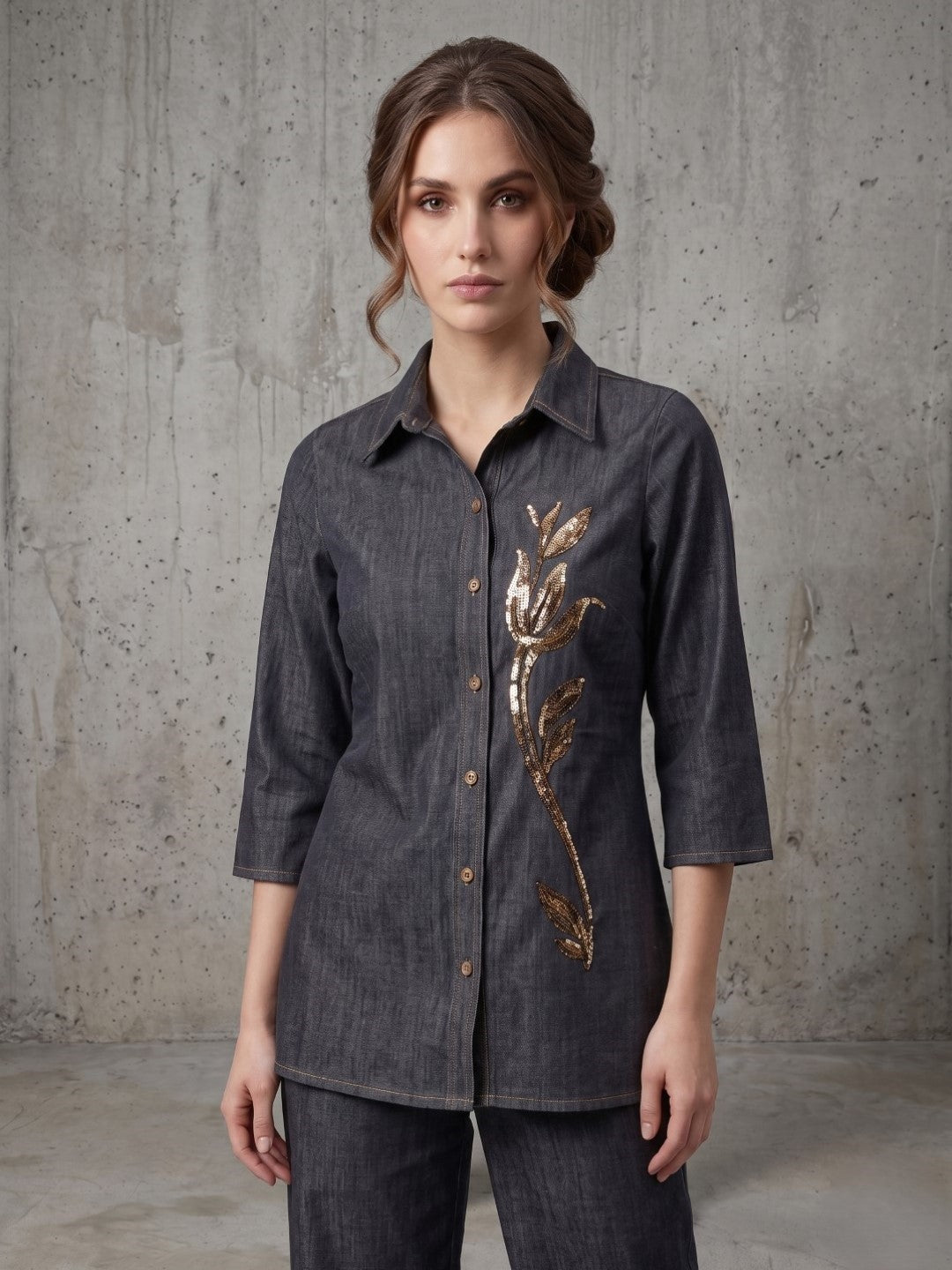Prisha Trout handwork denim co-ord set
