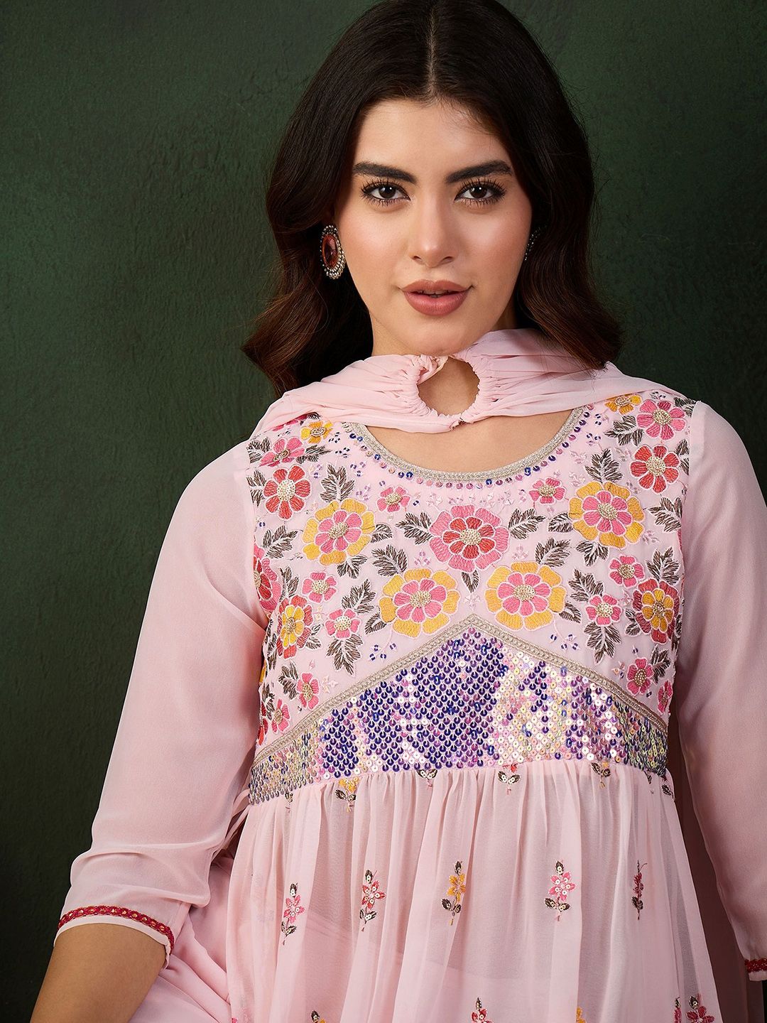 Dhiyona SN Embroidered Kurta, Palazzo With Dupatta