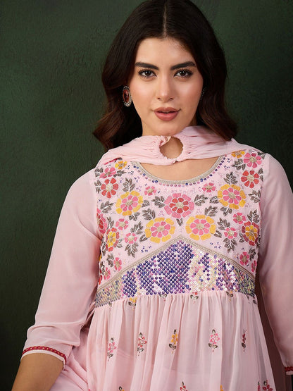 Dhiyona SN Embroidered Kurta, Palazzo With Dupatta