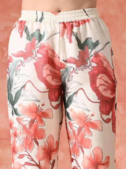 Women Floral Printed A-Line Kurta With Trouser Set