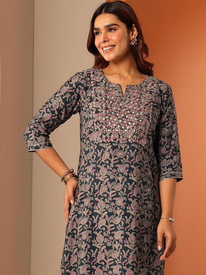Women Ethnic Motifs Printed Regular Thread Work Kurta with Trousers
