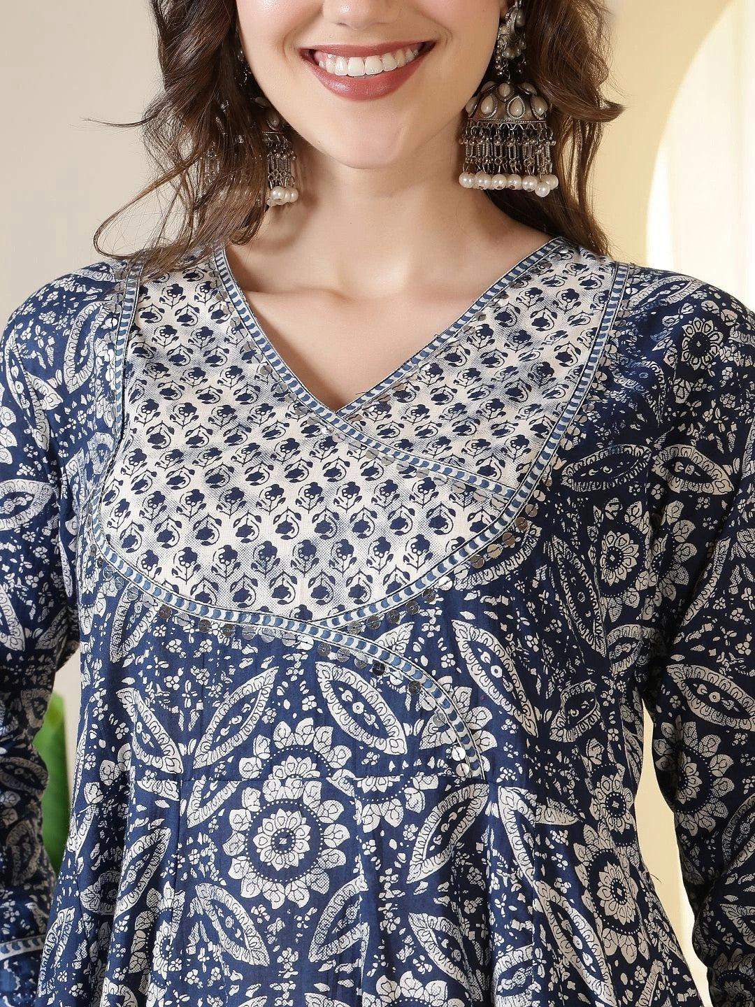 Women Ethnic Motifs Printed Empire Pure Cotton Kurta with Trousers & With Dupatta