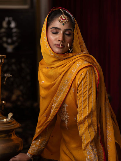 Dhiyona CH Women Ethnic Motifs Embroidered Kurta with Trousers & Dupatta