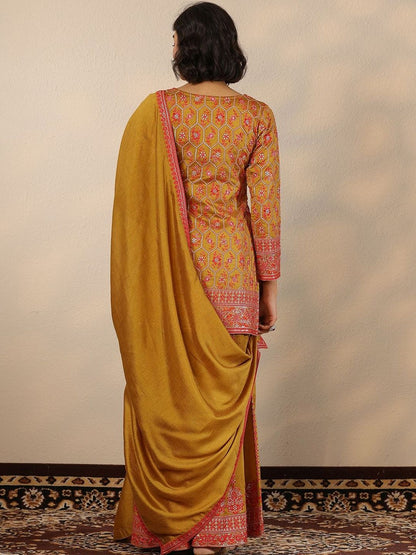 Dhiyona LL Women Ethnic Motifs Embroidered Kurta with Palazzos & Dupatta