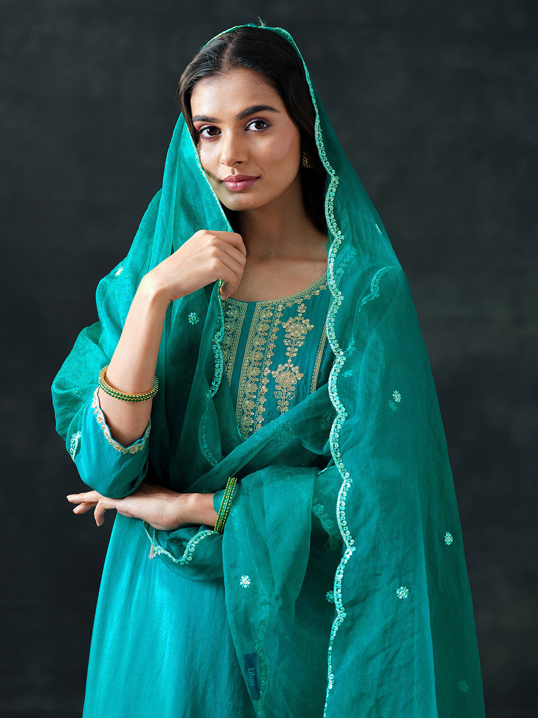 Women Ethnic Motifs Yoke Design Regular Kurta with Trousers & Dupatta