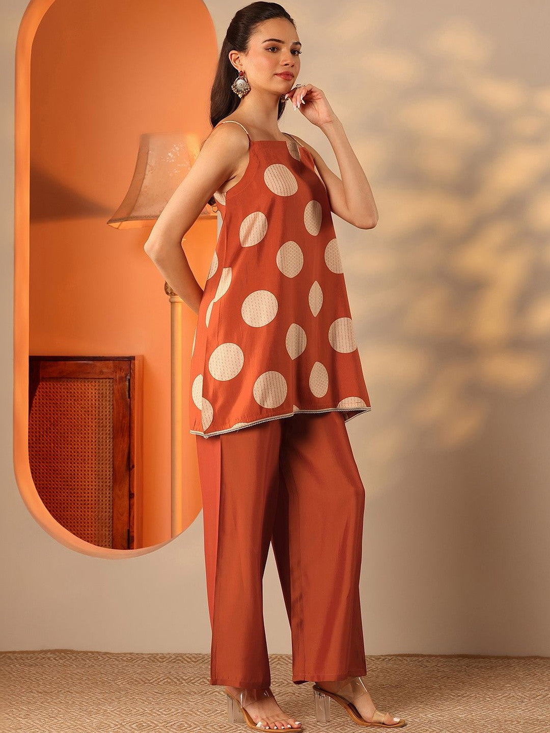 Women Printed Regular Top with Trousers