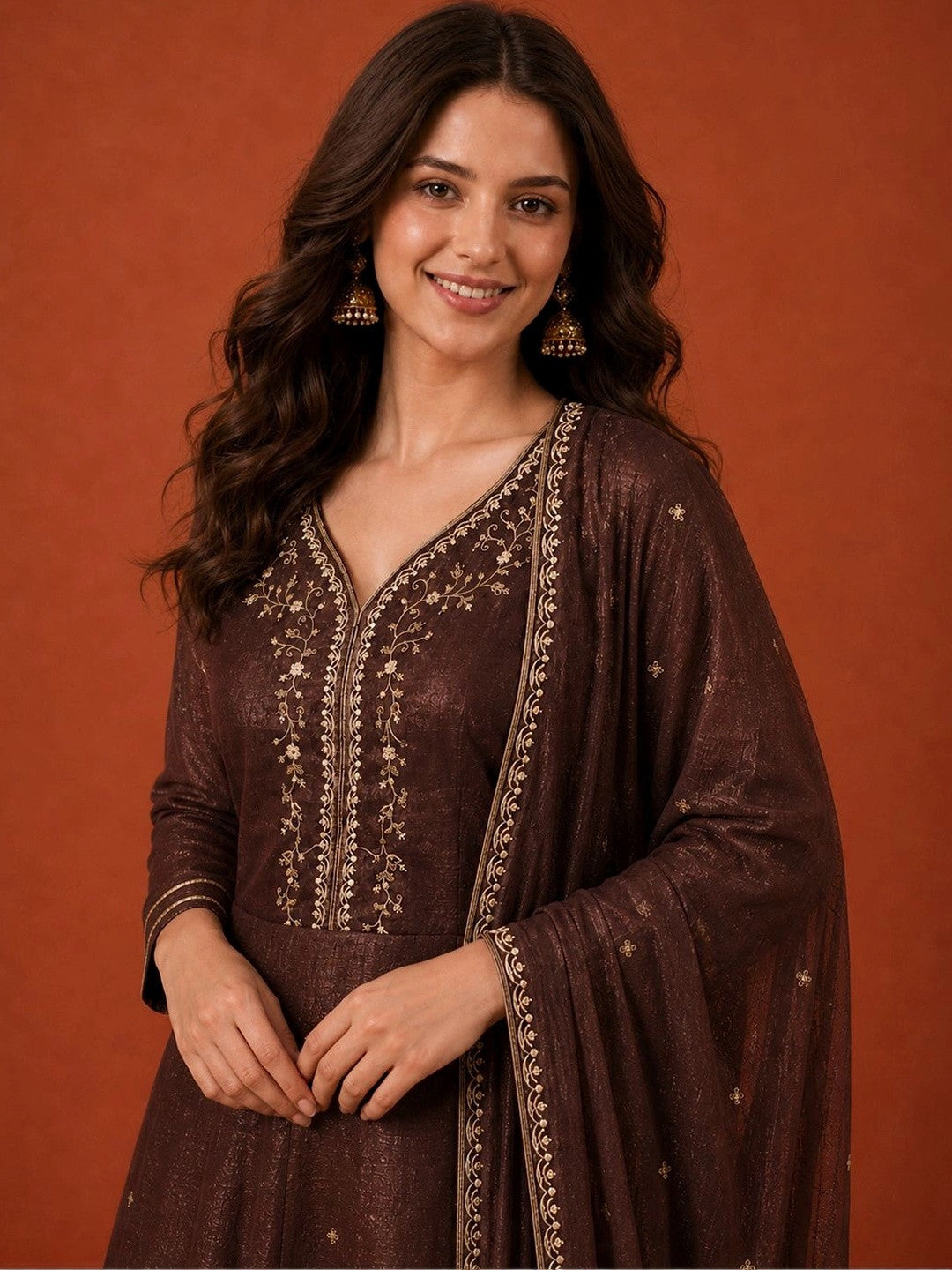 Women Ethnic Motifs Embroidered Empire Thread Work Kurta with Sharara & With Dupatta