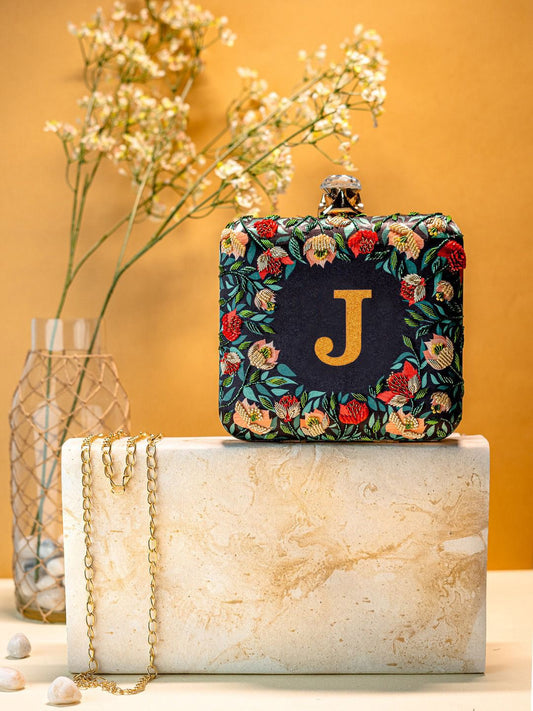 Dhiyona NR Embroidered Box Clutch