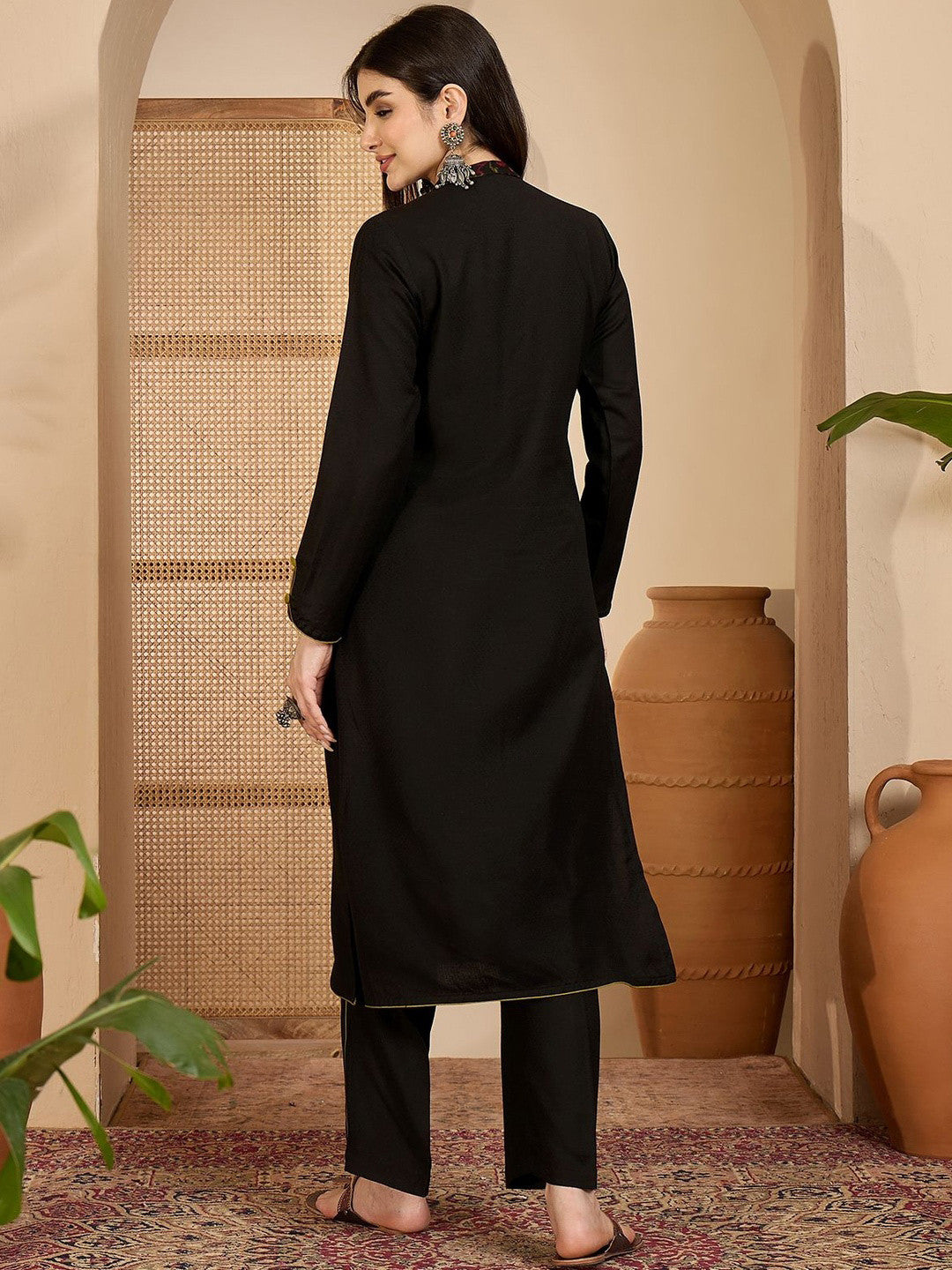 Winter Ethnic three-Piece kurta Set with Tassel-Tie Jacket