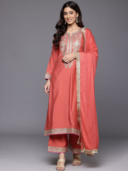 Dhiyona VA Women Embroidered Kurta with Palazzos & Dupatta