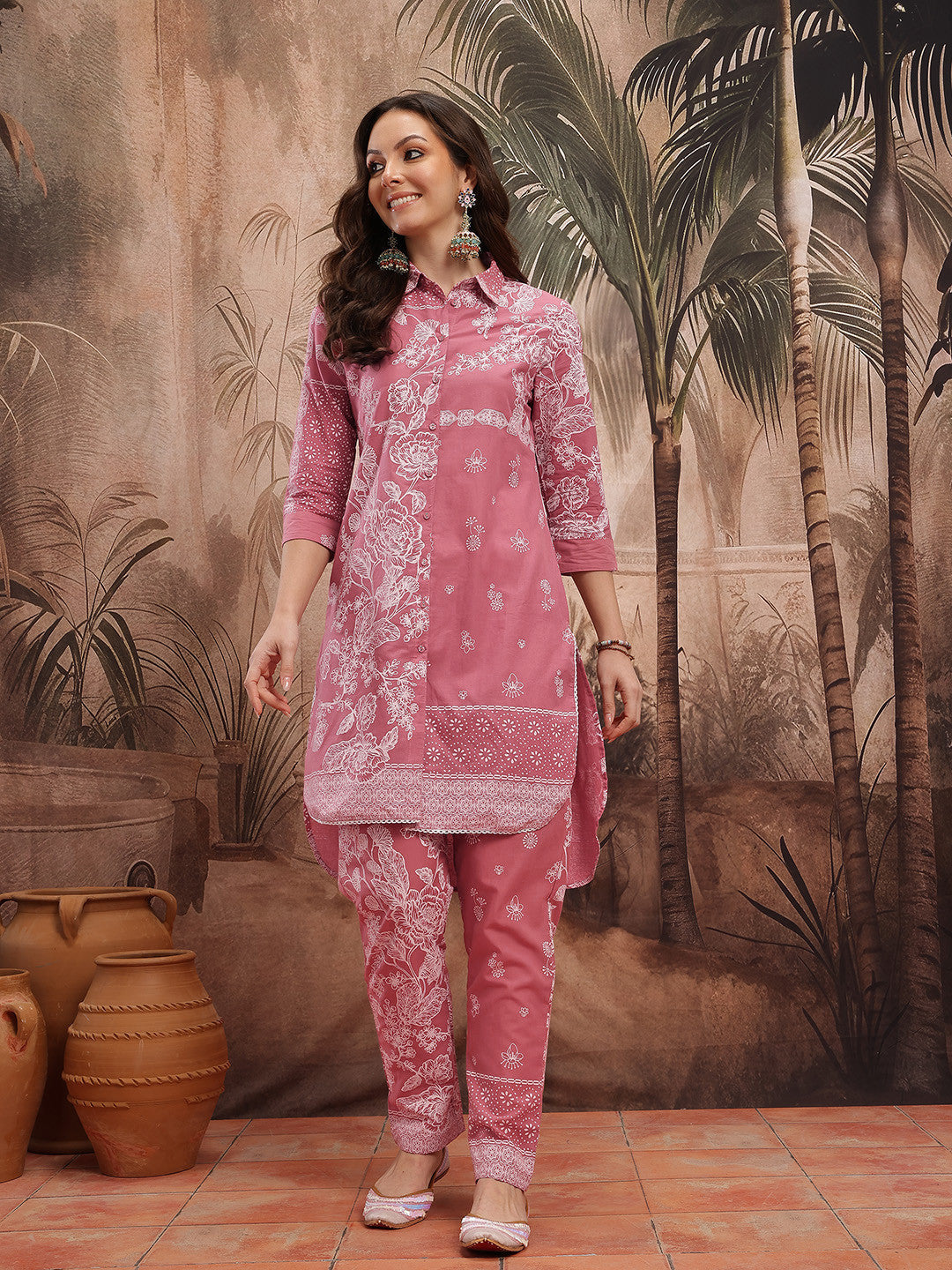 Ethnic Motifs Print Regular Pure Cotton Kurta with Trousers