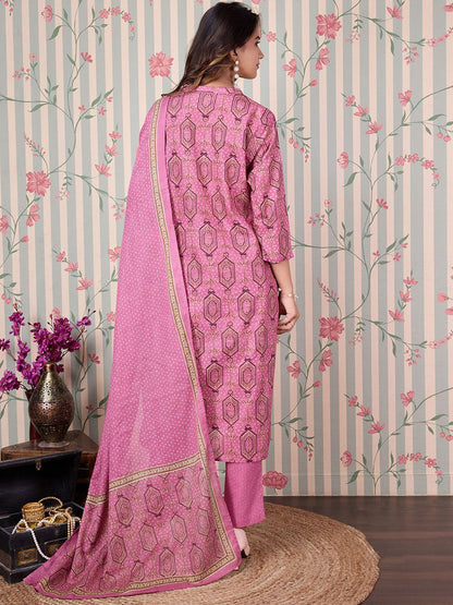 Dhiyona OD  Floral Printed Regular Pure Cotton Kurta with Trousers & Dupatta