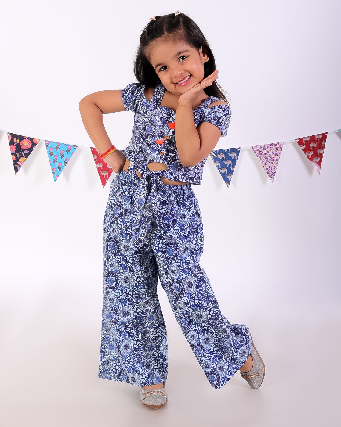 Girls Ethnic Coord sets, Stylish Folklore Printed Cotton Top with pants