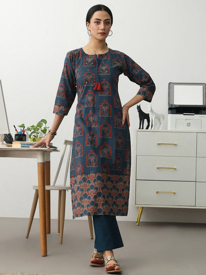 Women Ethnic Motifs Printed Regular Kurta with Trousers