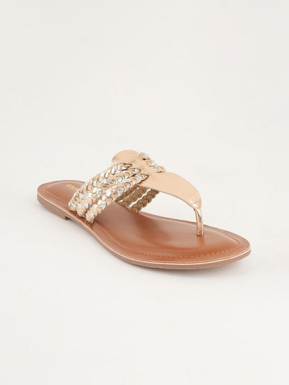 Dhiyona AK Women Woven Design T-Strap Flats