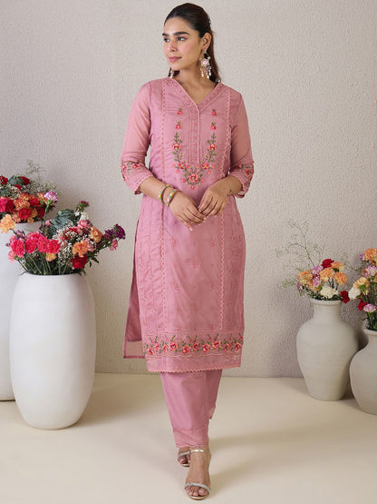 Women Ethnic Motifs Embroidered Regular Thread Work Kurta with Trousers & Dupatta