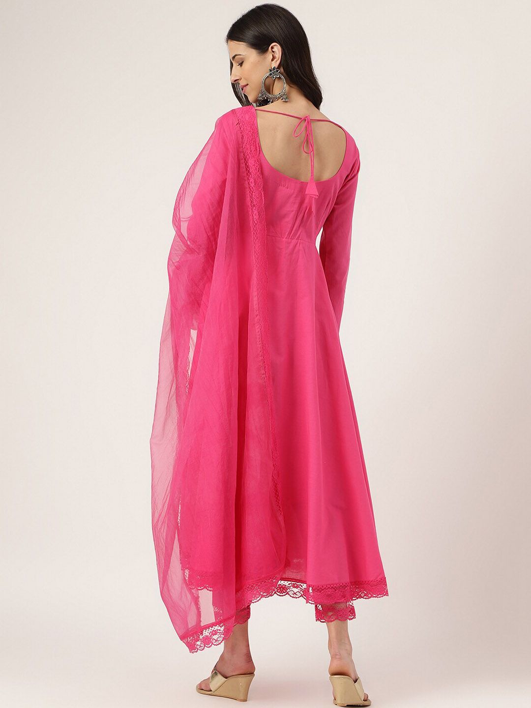 Dhiyona KL Pure Cotton Anarkali Kurta With Trousers & Dupatta