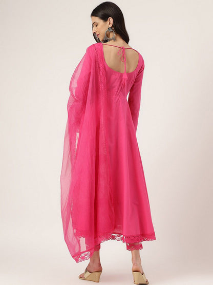 Dhiyona KL Pure Cotton Anarkali Kurta With Trousers & Dupatta