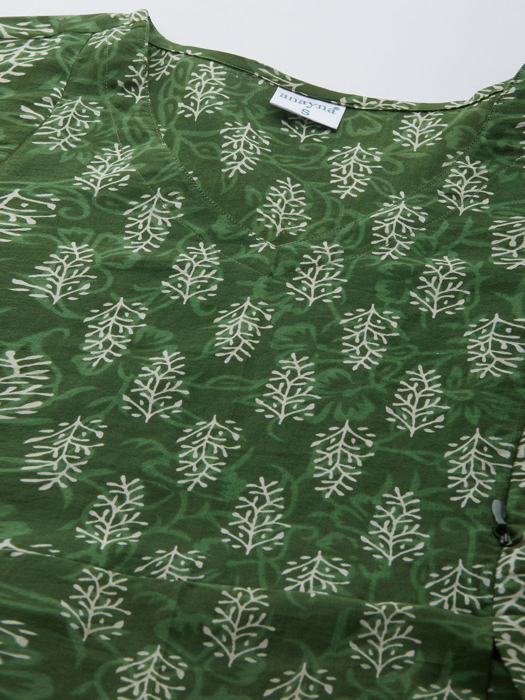 Dhiyona AY Women's Green & Off-White Printed Maternity A-Line Dress