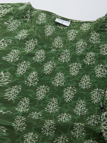 Dhiyona AY Women's Green & Off-White Printed Maternity A-Line Dress