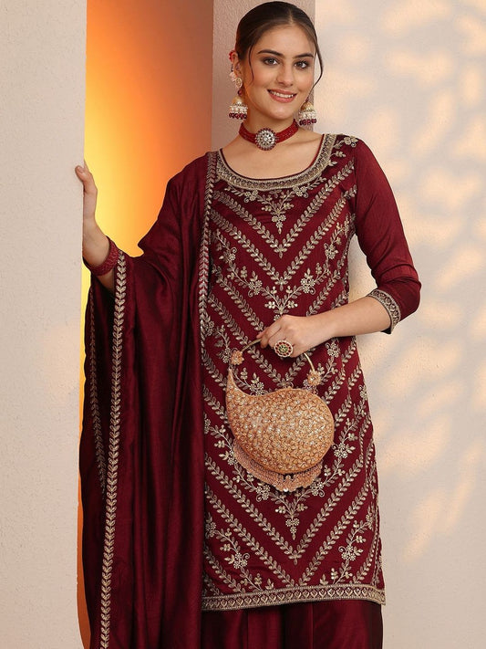 Dhiyona LL Women Ethnic Motifs Embroidered Regular Kurta with Palazzos & With Dupatta